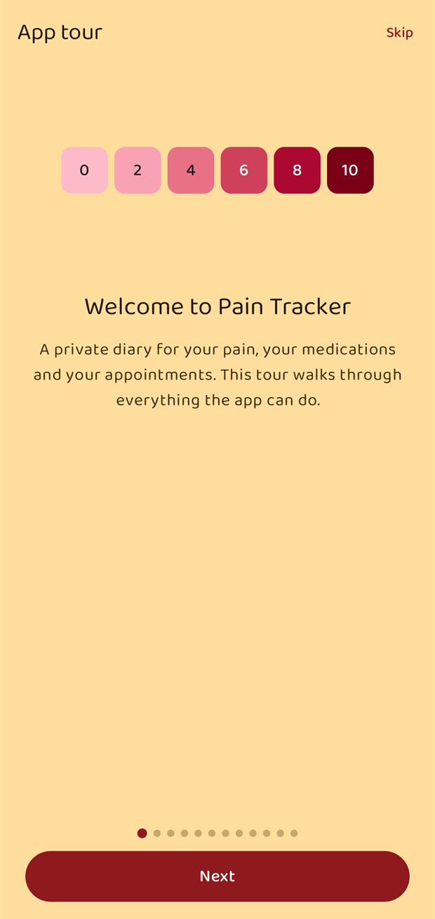 The welcome page of the guided tour