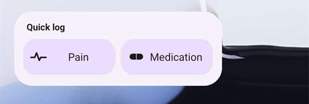 The Quick log widget on the home screen